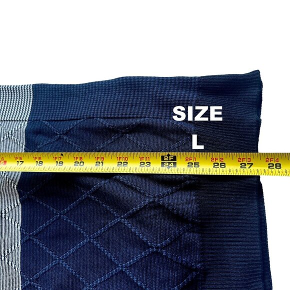 LCR Mens Ribbed Sweater Navy Blue Colorblock Slim Fit Shawl Collar Various Sizes - Picture 9 of 16